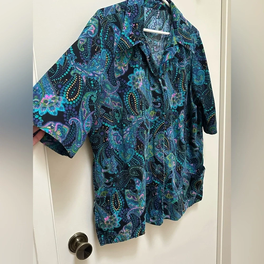 Vintage Paisley Goodness Button Down Shirt With Pockets Ptp 24–25” - Picture 8 of 12